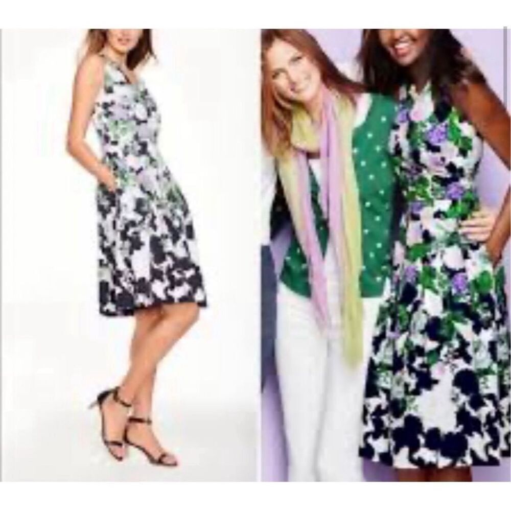 Talbots Oprah Collection Sleeveless Fit and Flare Floral Dress Size 4